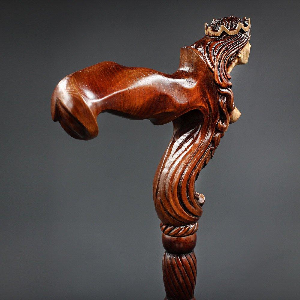 Syrin: Artisan Intricate Handcarved Wood Cane (Right Hand) Cheapest Pice For Sale