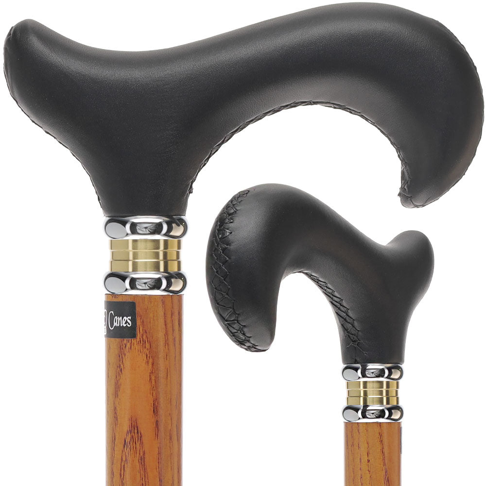 Soft Genuine Leather Grip Derby Cane: Natural Ash Shaft 2025 Cheap Online