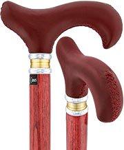 Scratch and Dent Red Leather Derby Walking Cane w/ Red Stained Ash Wood Shaft and Two-tone Collar V2243 Clearance Ebay