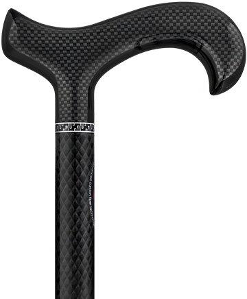 Scratch and Dent Triple Wound Carbon Fiber Black Derby Walking Cane w/Collar V1272 Perfect