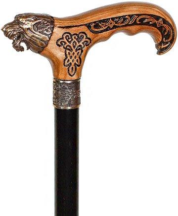 Bronze Direwolf Handcarved Celtic Art Derby Walking Cane How Much Online