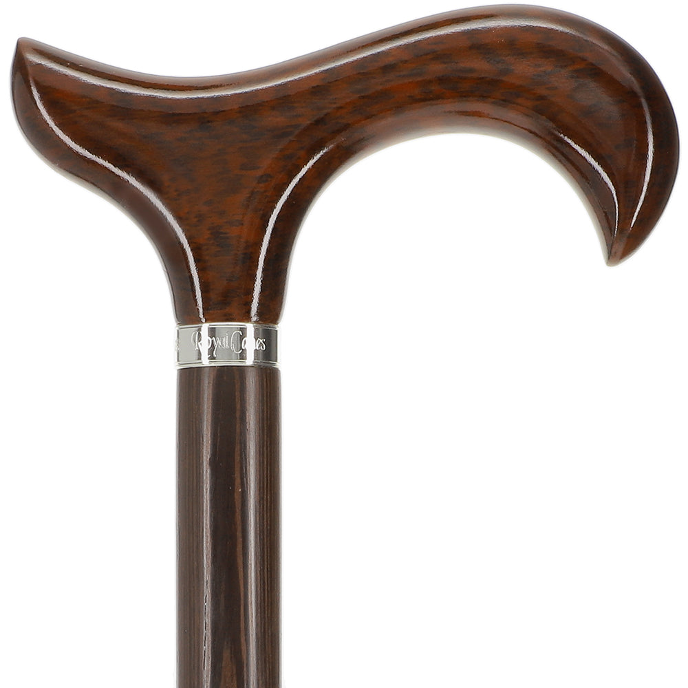 Scratch and Dent Derby Walking Cane w/ Genuine Snakewood Handle & Wenge Shaft w/ Silver Collar V3217 Buy Cheap Perfect