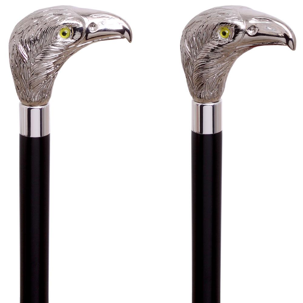 Hawk Bird of Prey Nickel Plated Italian Handle Cane w/ Custom Shaft & Collar Discount Latest