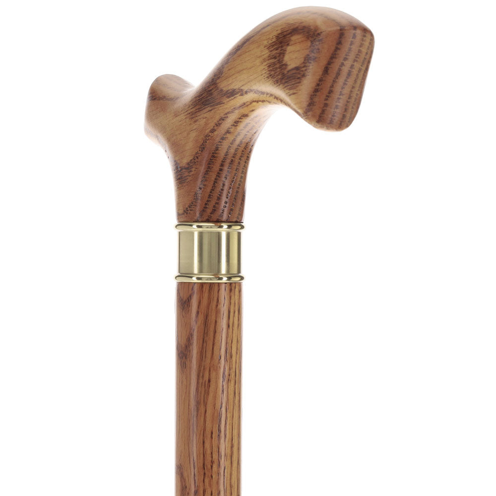 Elegant Slim-Line Oak Fritz Cane with Brass Collar Discount Latest Collections