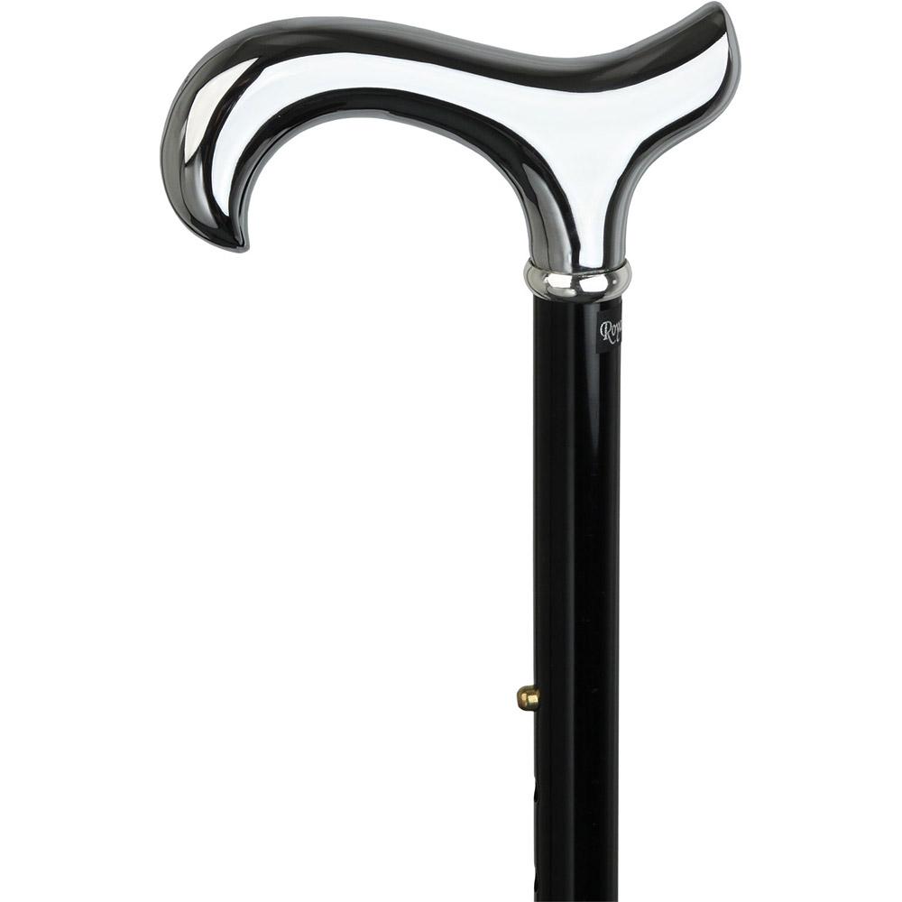 Scratch and Dent Chrome Plated Derby Walking Cane With Folding, Adjustable Black Aluminum Shaft V1653 Free Shipping Nicekicks