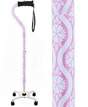 Pink Pastel Rose Aluminum Convertible Quad Walking Cane with Comfort Grip - Adjustable Shaft Pictures Online