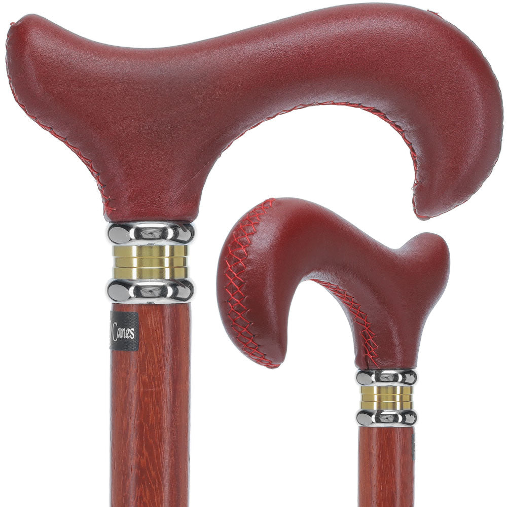 Soft Genuine Leather Red Grip: Red Derby Cane, Padauk Wood Shaft Outlet Locations Cheap Online