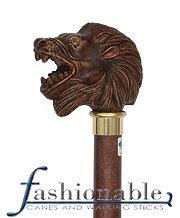 Scratch and Dent Lion Head Walking Stick With Beechwood Shaft and Brass Collar V1911 Sale Wide Range Of