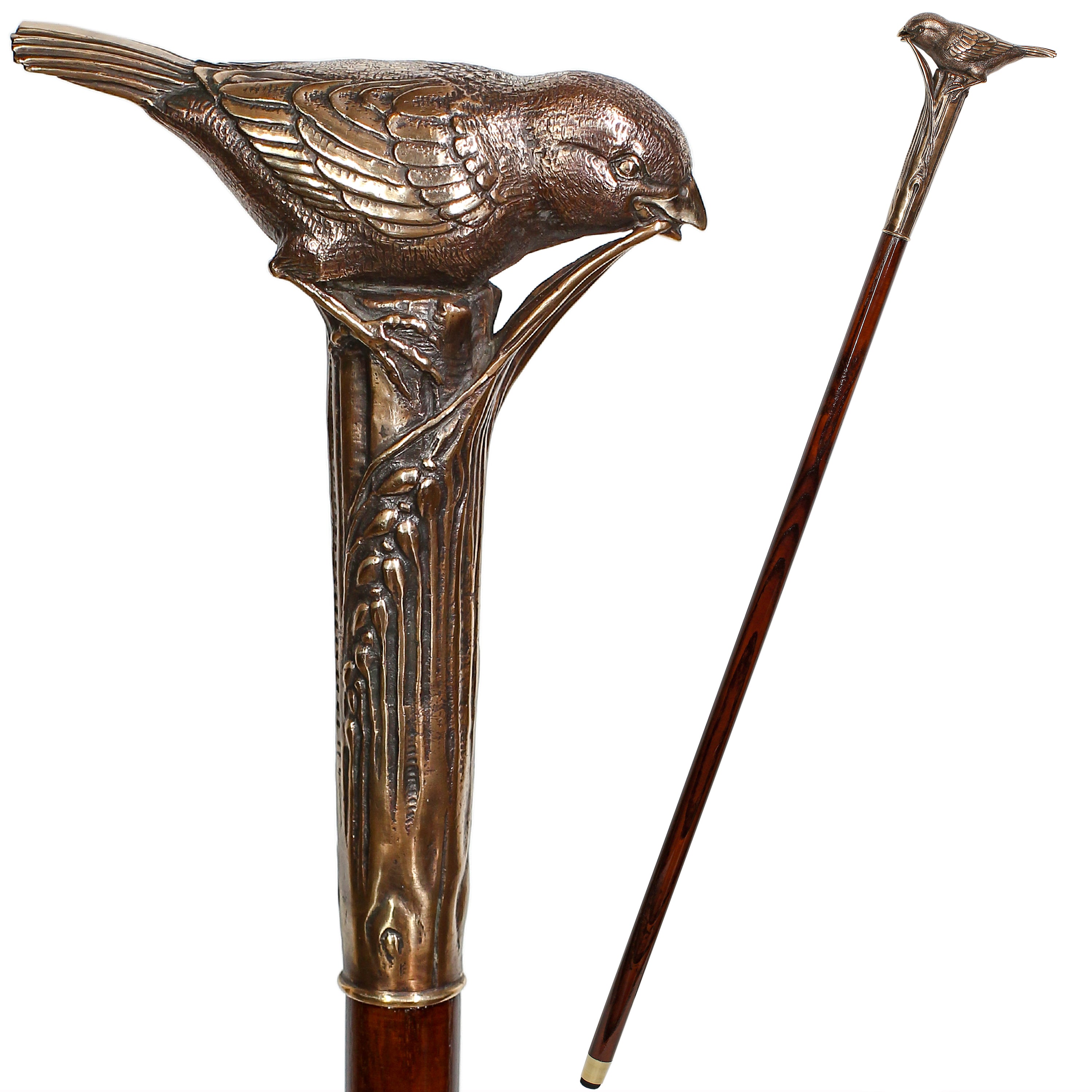 Sparrow Bird: Casted Bronze Artisan Intricate Walking Cane Clearance Pick A Best