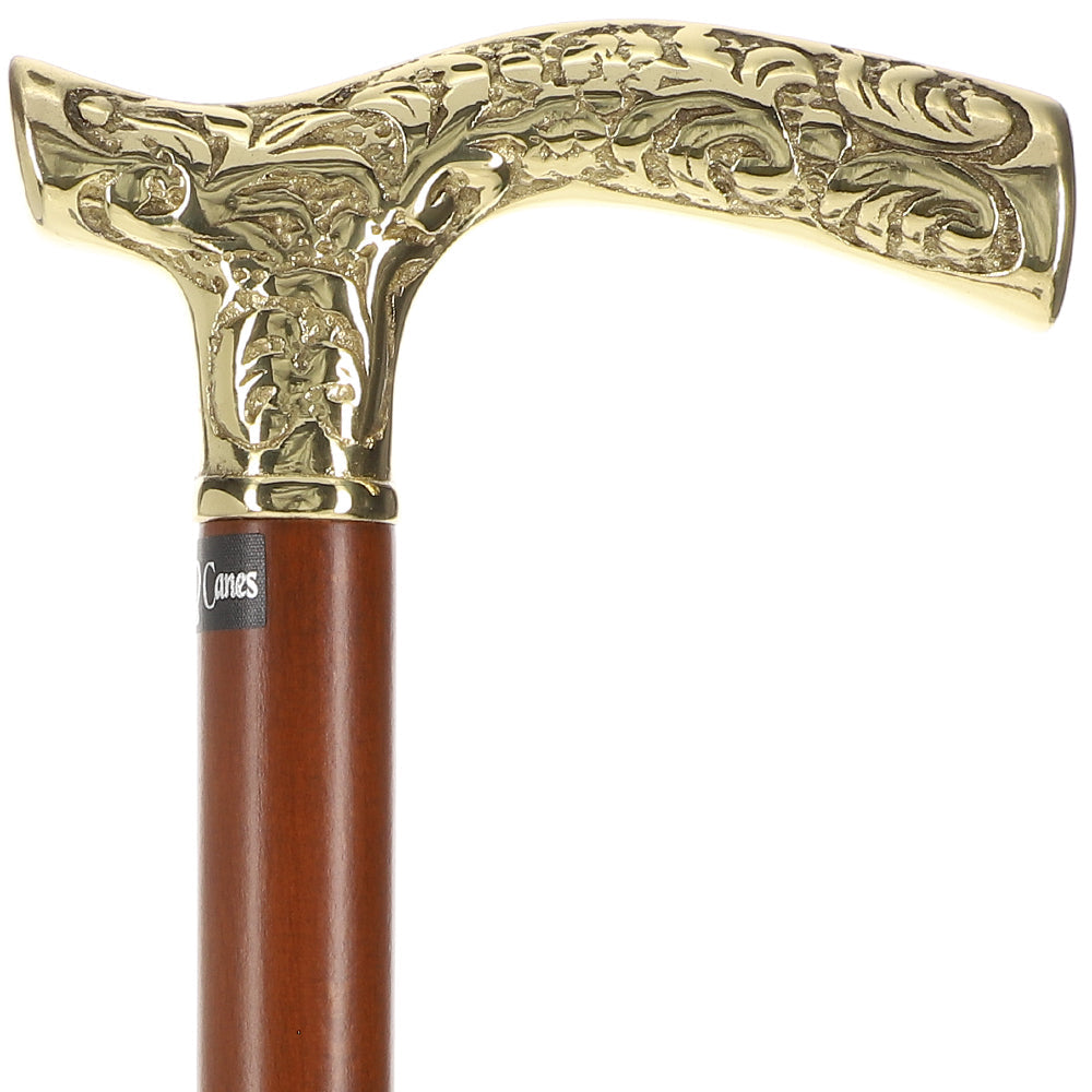 Scratch and Dent Brass Fritz Style Handle Walking Cane with Brown Beechwood Shaft V2006 Looking For