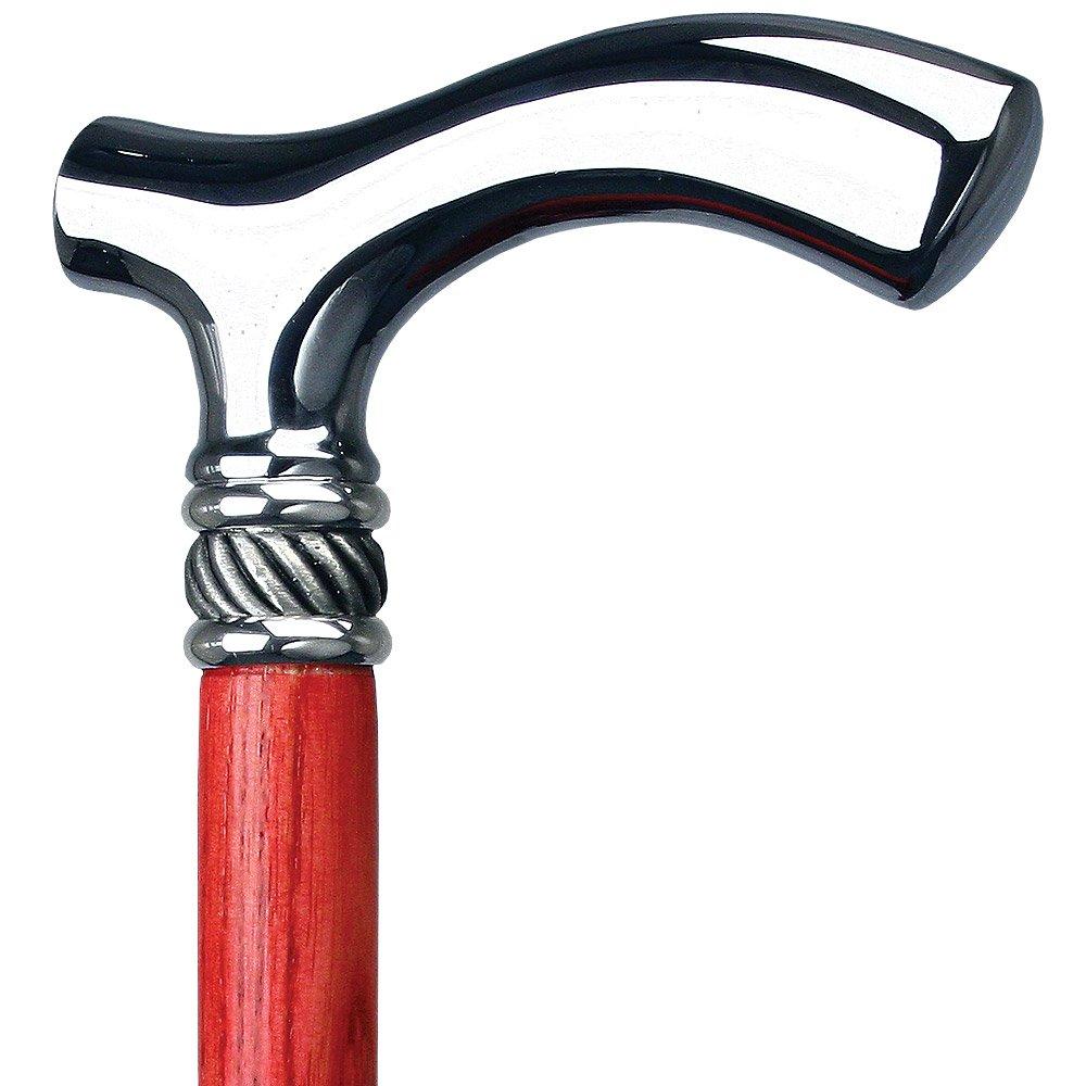 Scratch and Dent Red Slim Line Chrome Plated Fritz Walking Cane With Red Ash Shaft and Pewter Swirl Collar V1614 Discount Latest