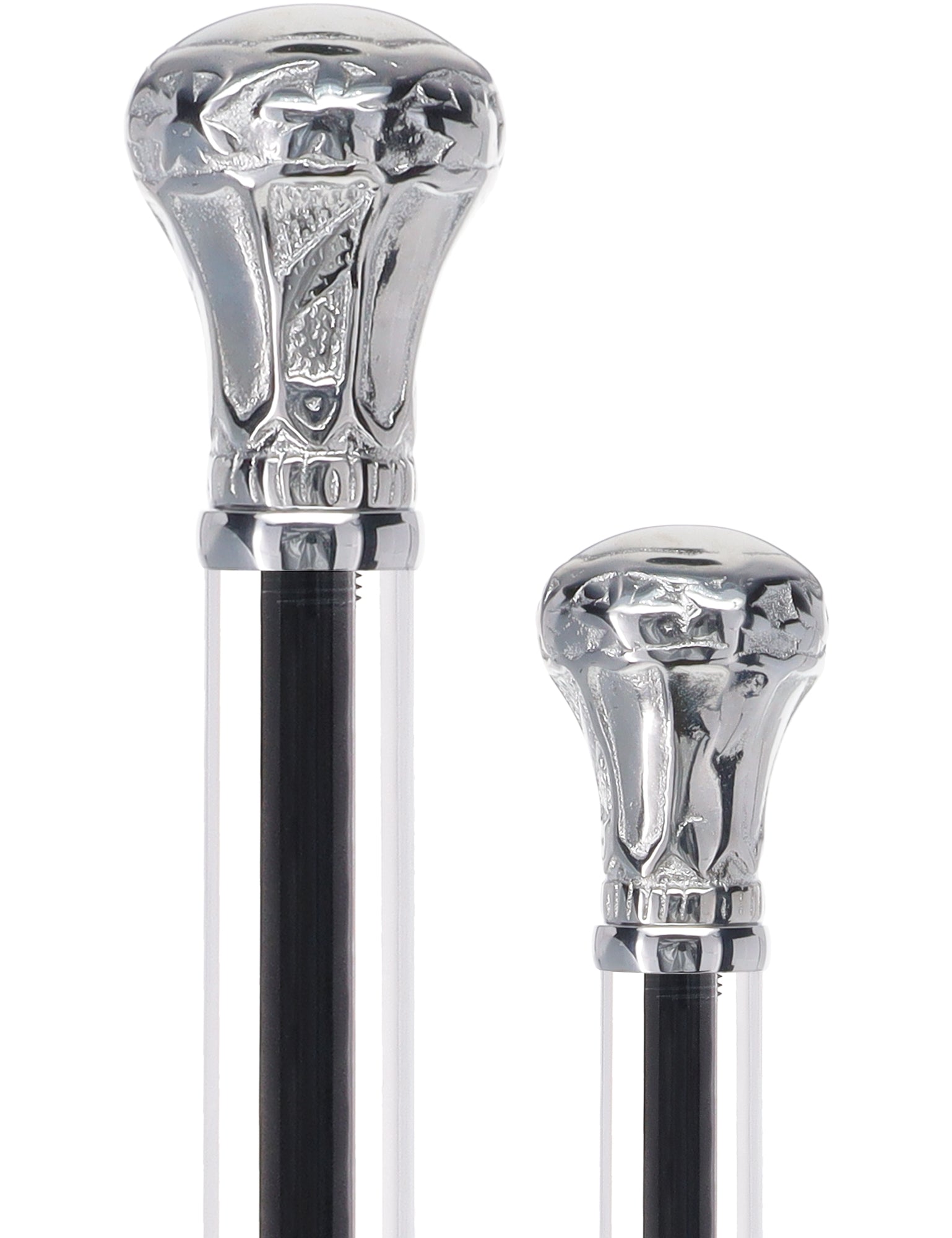 Crystal Elegance Chrome Knob Cane with Invisible Acrylic Shaft Options Excellent Online