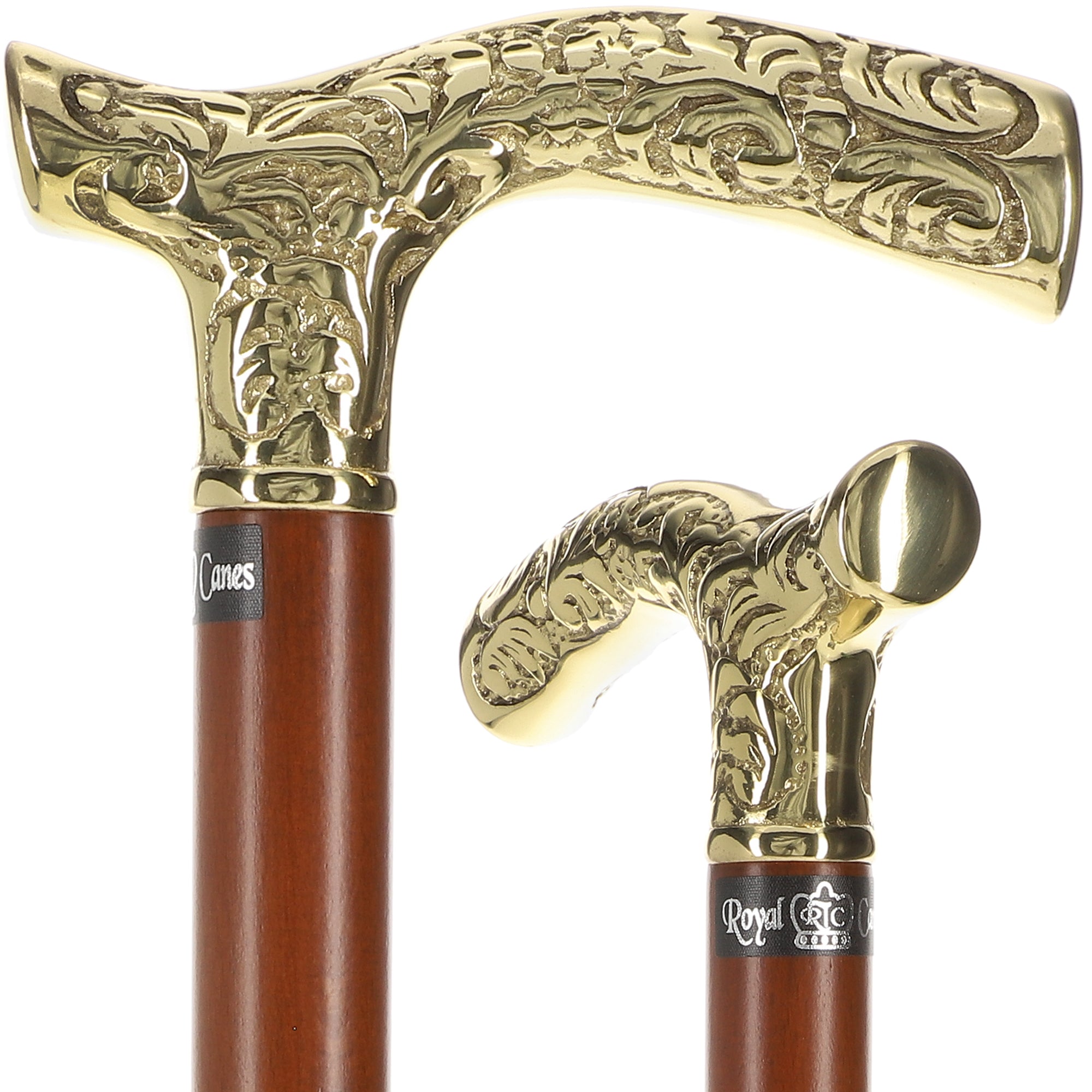 Premium Brass Fritz Handle Walking Cane - Beechwood Shaft Clearance Manchester