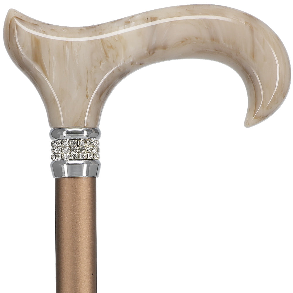 Rhinestone Designer Cane: Exquisite Pearlz Champagne Swirl Clearance Classic