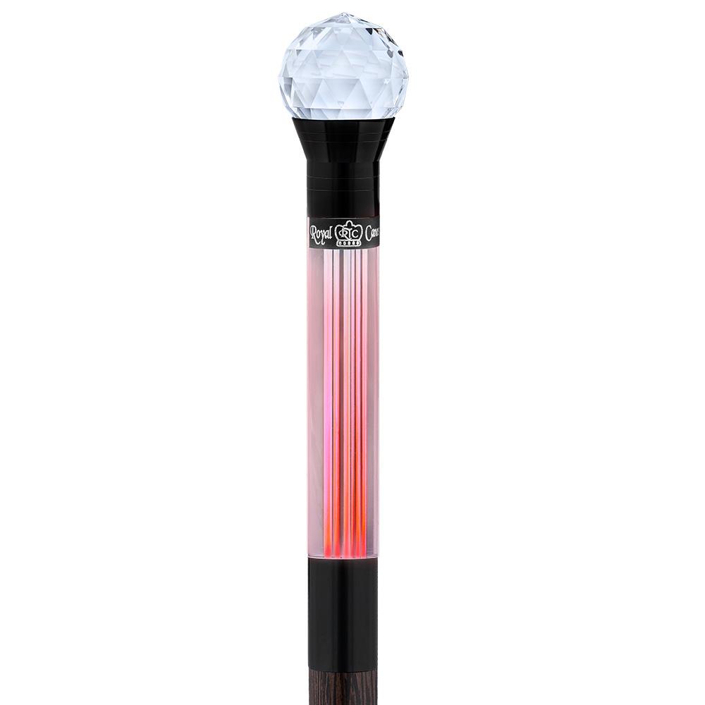 Crystal Ball Handle Stick: Light-Up Lucite, Premium Wenge Wood Clearance Marketable