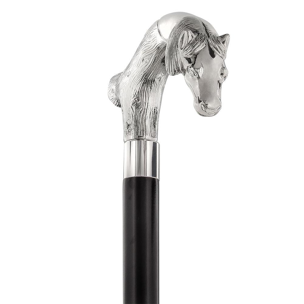 Scratch and Dent Smooth & Steady Horse Nickel Plated Fritz Handle Cane w/ Custom Shaft & Collar V3061 Lowest Pice Cheap Pice