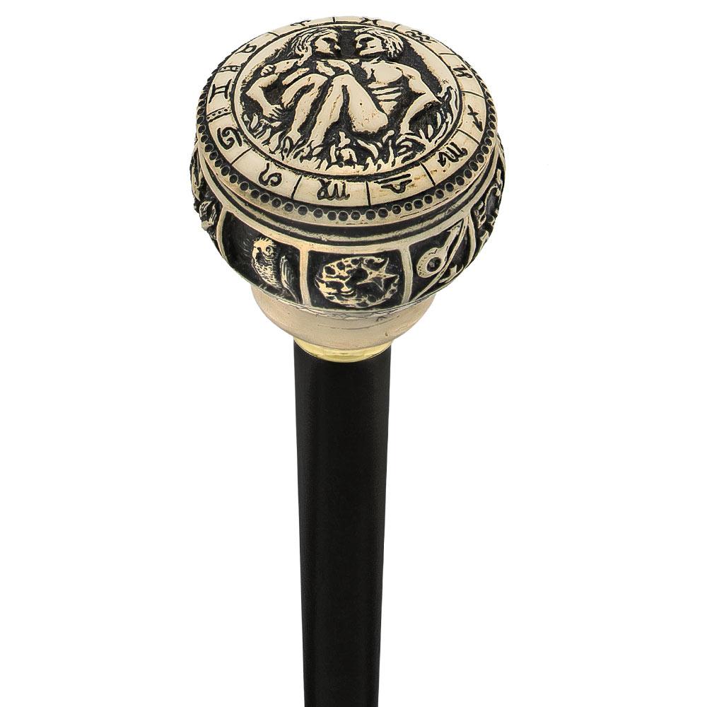 Scratch and Dent Comoys Astrological Gemini Handle Walking Cane w/ Custom Shaft and Collar V1931 Manchester Sale Online