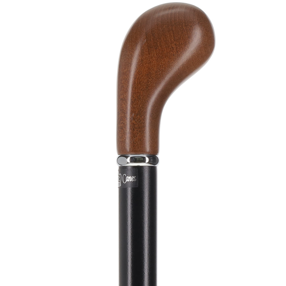 Scratch and Dent Espresso Knob Handle Walking Stick With Black Beechwood Shaft and Silver Collar V2125 Explore