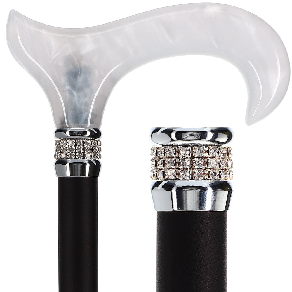 Scratch and Dent Black & White Pearlz with Rhinestone Collar and Black Adjustable Shaft V2092 Manchester Cheap Pice