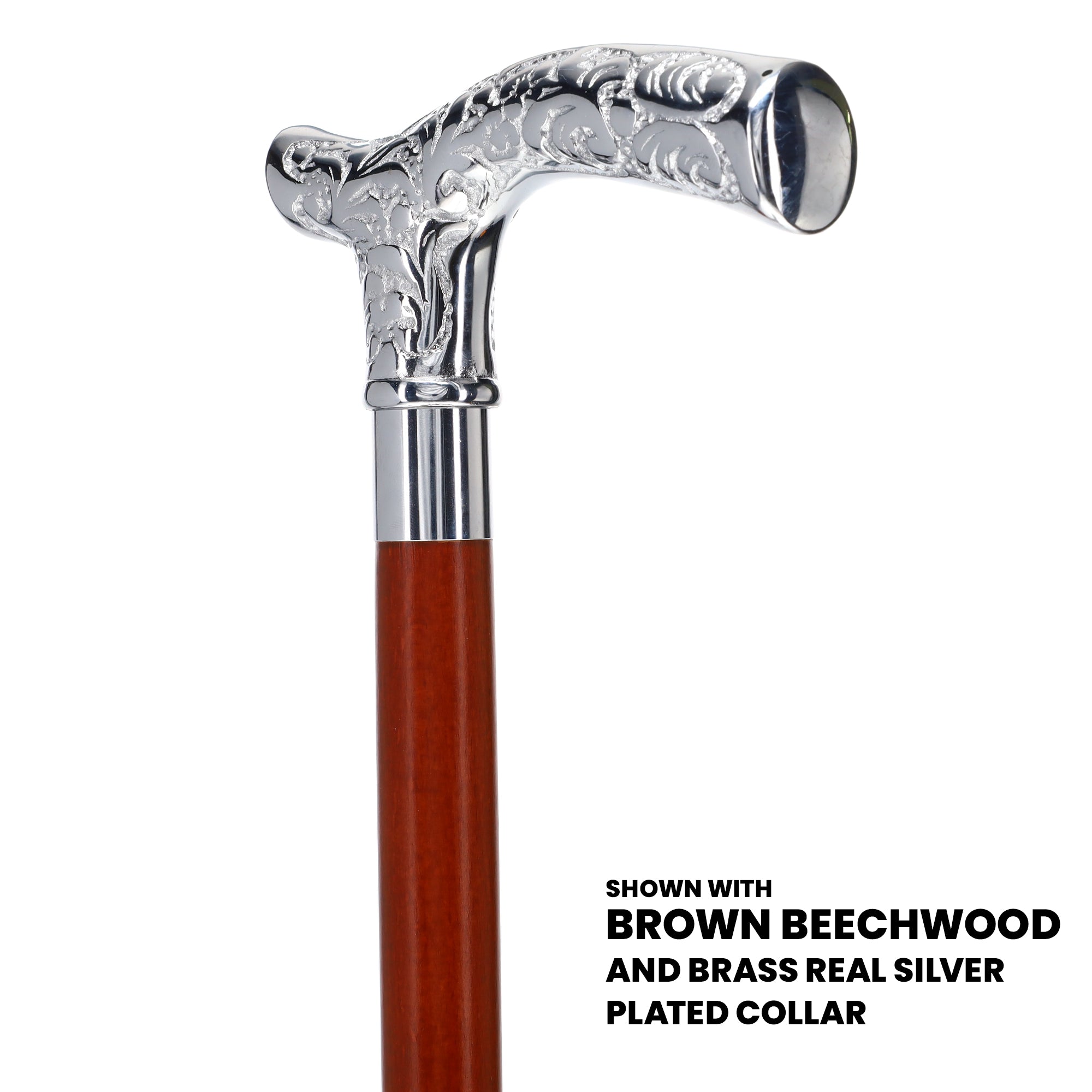 Scratch and Dent Chrome Plated Fritz Handle Walking Cane w/ White Beechwood Shaft and Aluminum Silver Collar V3215 Nicekicks Cheap Online