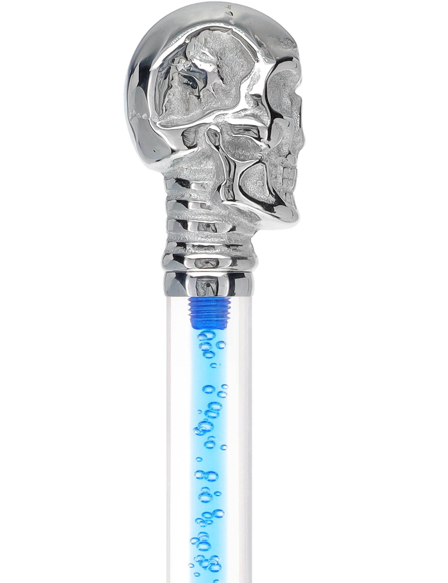 Color Crystal Elegance Chrome Skull Cane with Invisible Acrylic Shaft Options Discount Great Deals