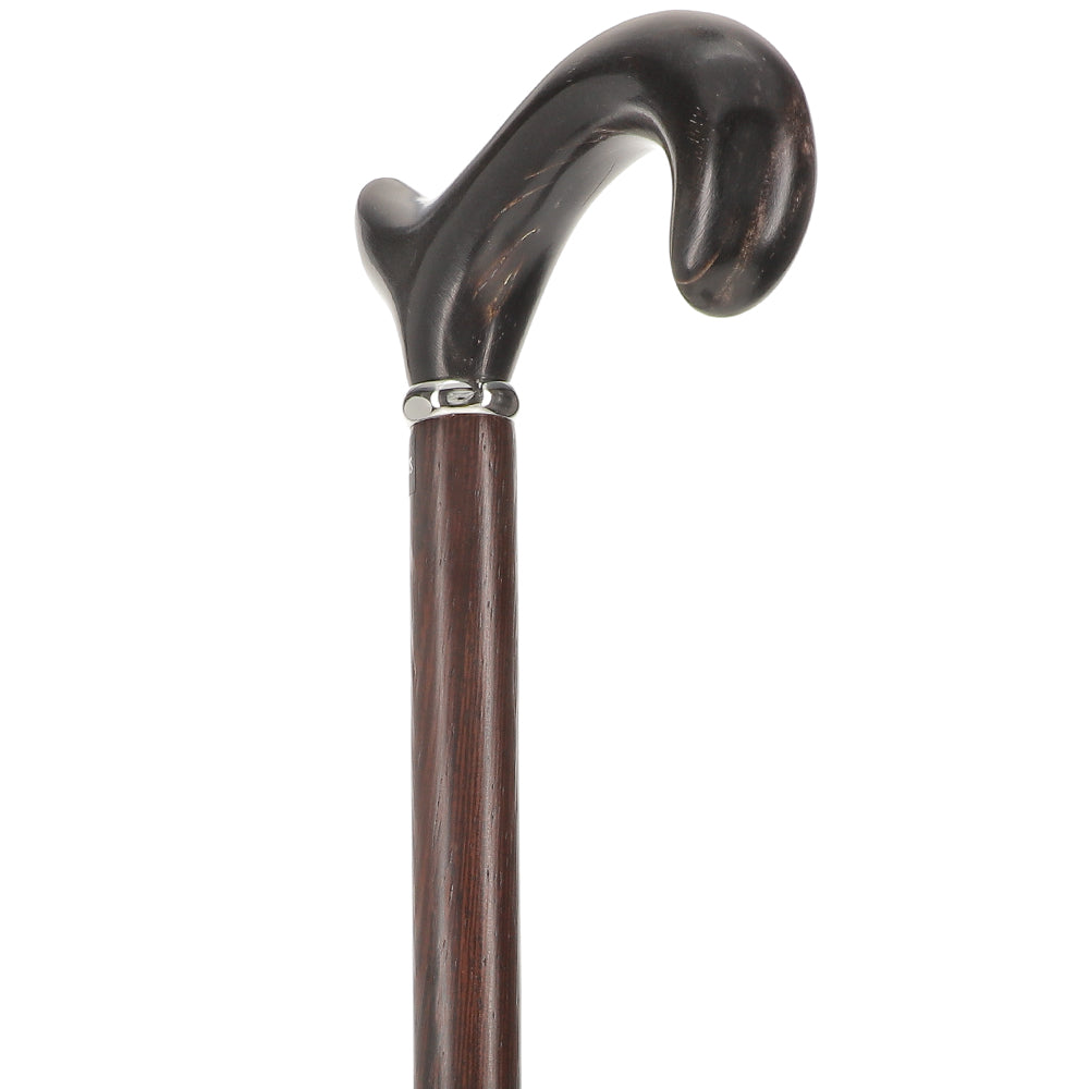 Scratch and Dent Buffalo Horn Derby-Handle Walking Cane with Wenge Shaft V1234 New Styles For Sale