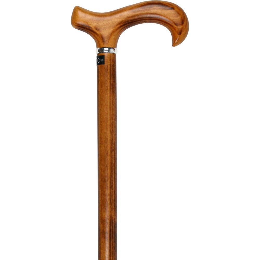 Scratch & Dent Scorched Beechwood Derby Walking Cane With Scorched Beechwood Shaft and Silver Collar V1408 Top Quality Online