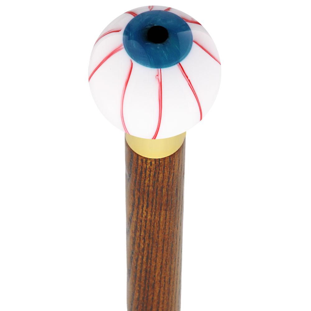 Blue Iris Bloodshot Eye Round Knob Cane w/ Custom Color Ash Shaft & Collar Outlet Online