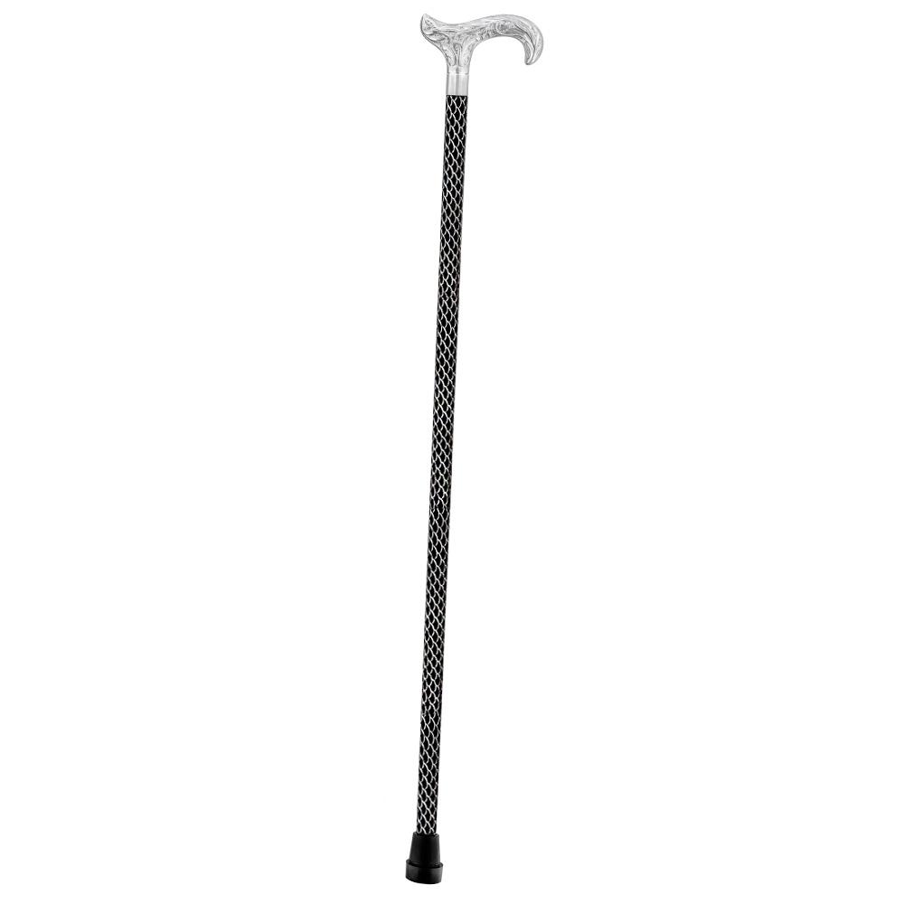 Scratch and Dent Chrome Derby Handle Walking Cane w/ Black Laser Etched Shaft V3231 Outlet Online