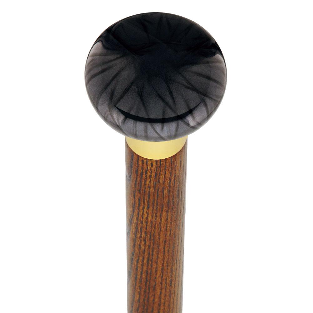 Nostalgia Pearl Black Flat Top Cane w/ Custom Wood Shaft & Collar For Cheap Pice