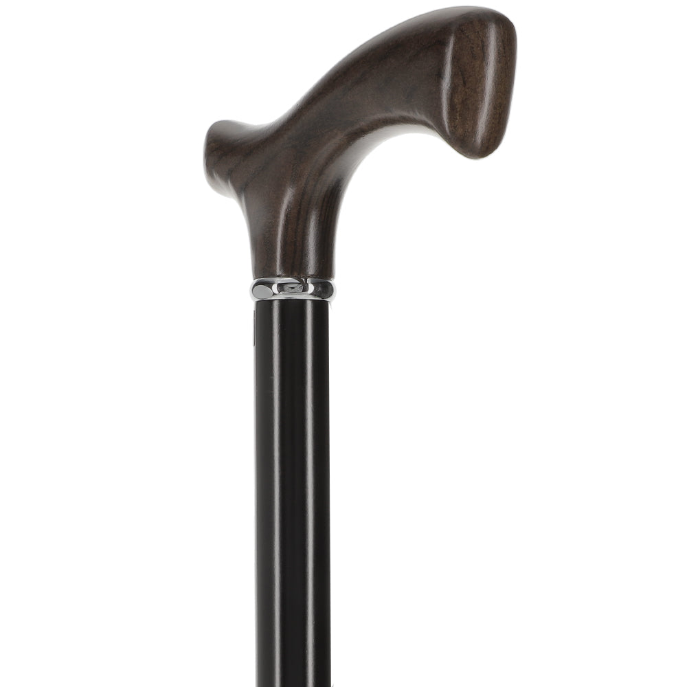 Scratch and Dent Black Ash Fritz Walking Cane With Black Beechwood Shaft and Silver Collar V2024 Visit