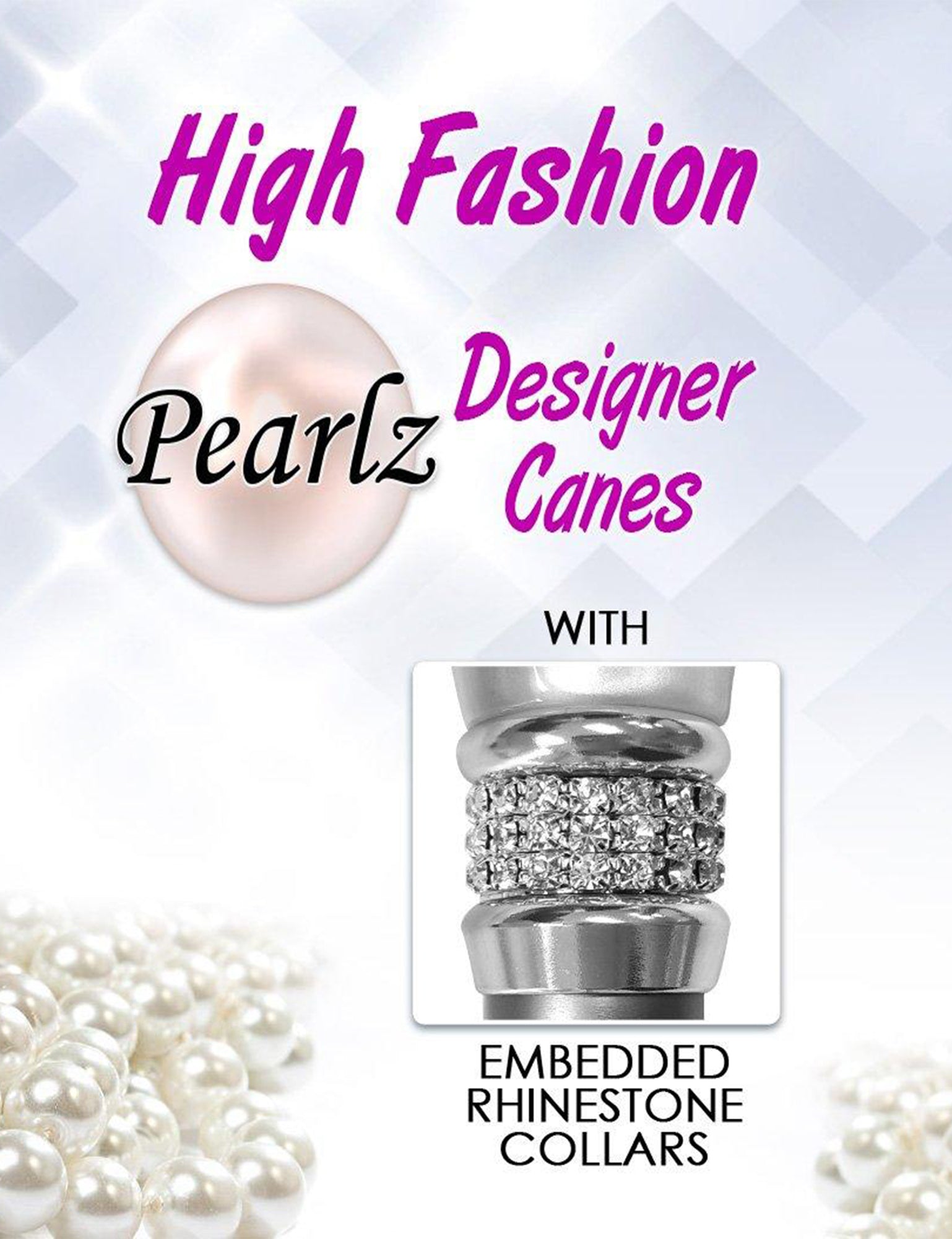 Rhinestone Designer Cane: Chic Pink Pearlz Splendor Cheap Outlet Store