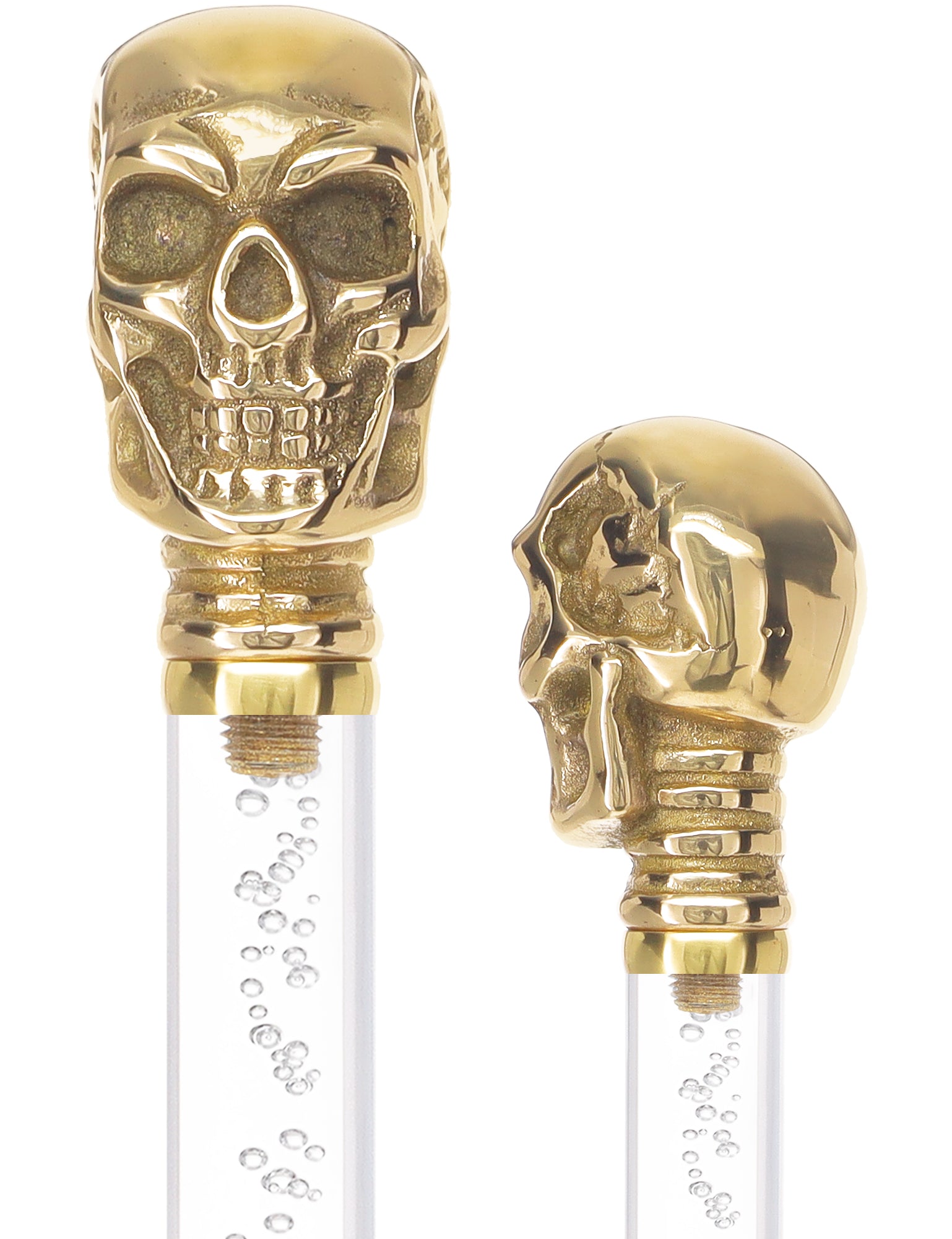 Crystal Elegance Brass Skull Cane with Invisible Acrylic Shaft Options Outlet