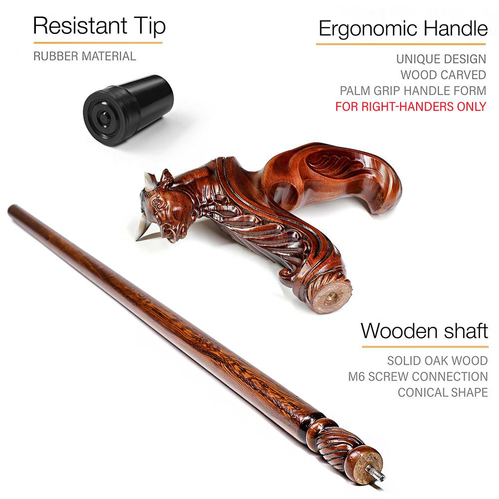 Bull Buffalo Right Hand Ergonomic Handcarved Cane Wiki Cheap Online