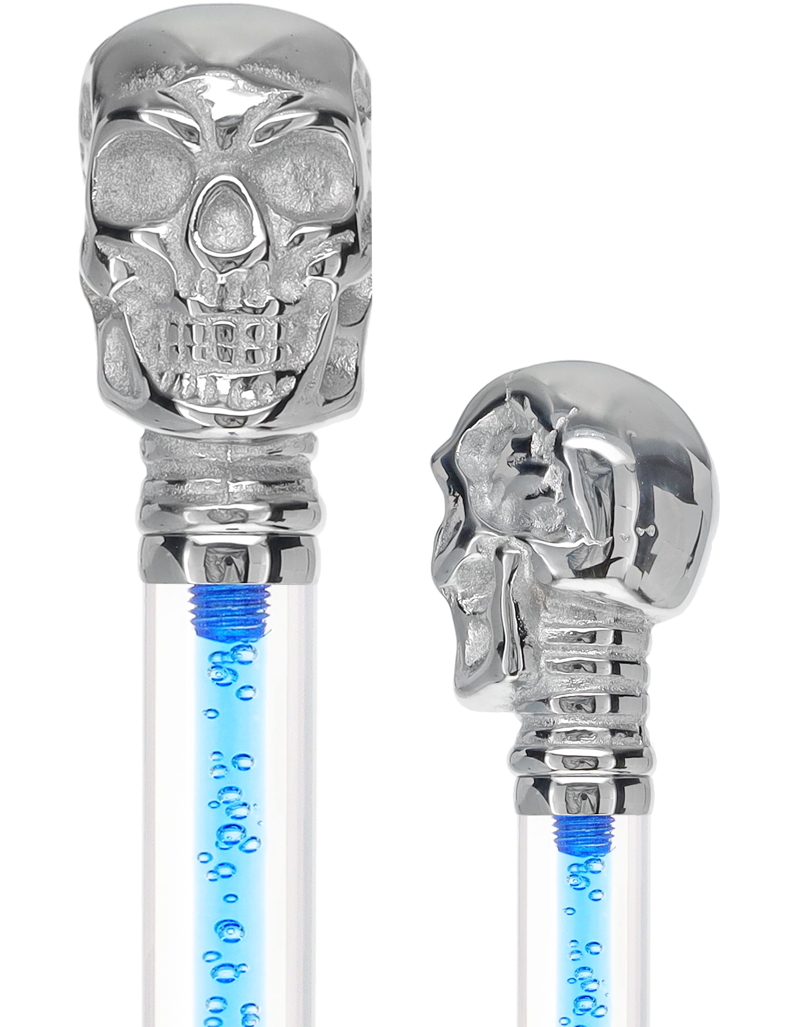 Color Crystal Elegance Chrome Skull Cane with Invisible Acrylic Shaft Options Discount Great Deals