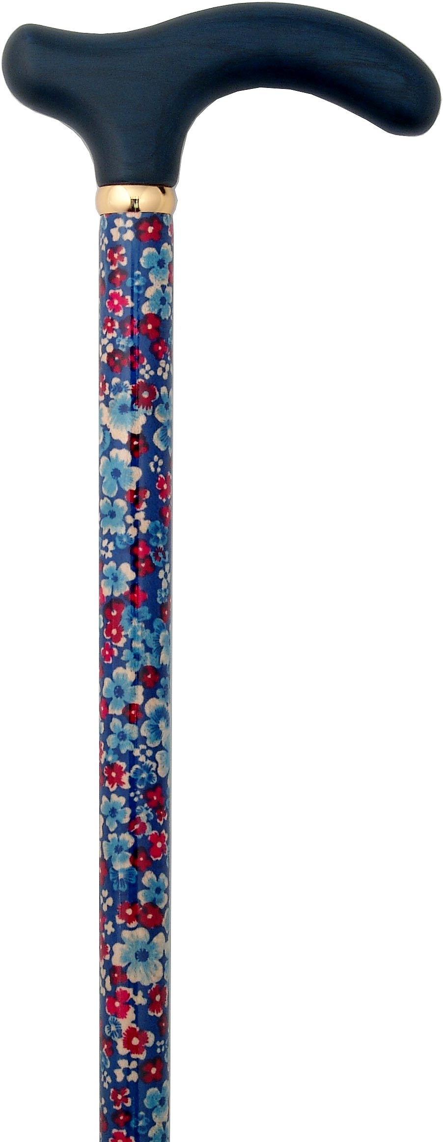 Scratch and Dent Blue Petite Derby Walking Cane With Painted Beechwood Shaft and Brass Collar V3438 100% Authentic For Sale