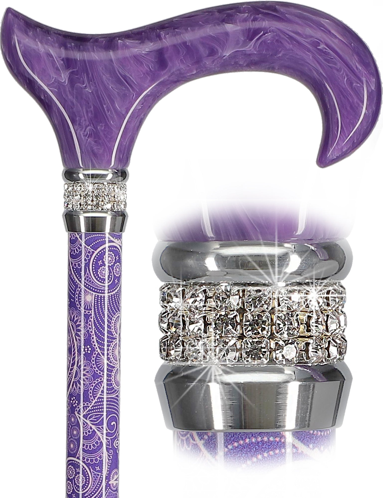 Rhinestone Designer Cane: Pearlz Purple Pattern & Swirl Sale With Paypal