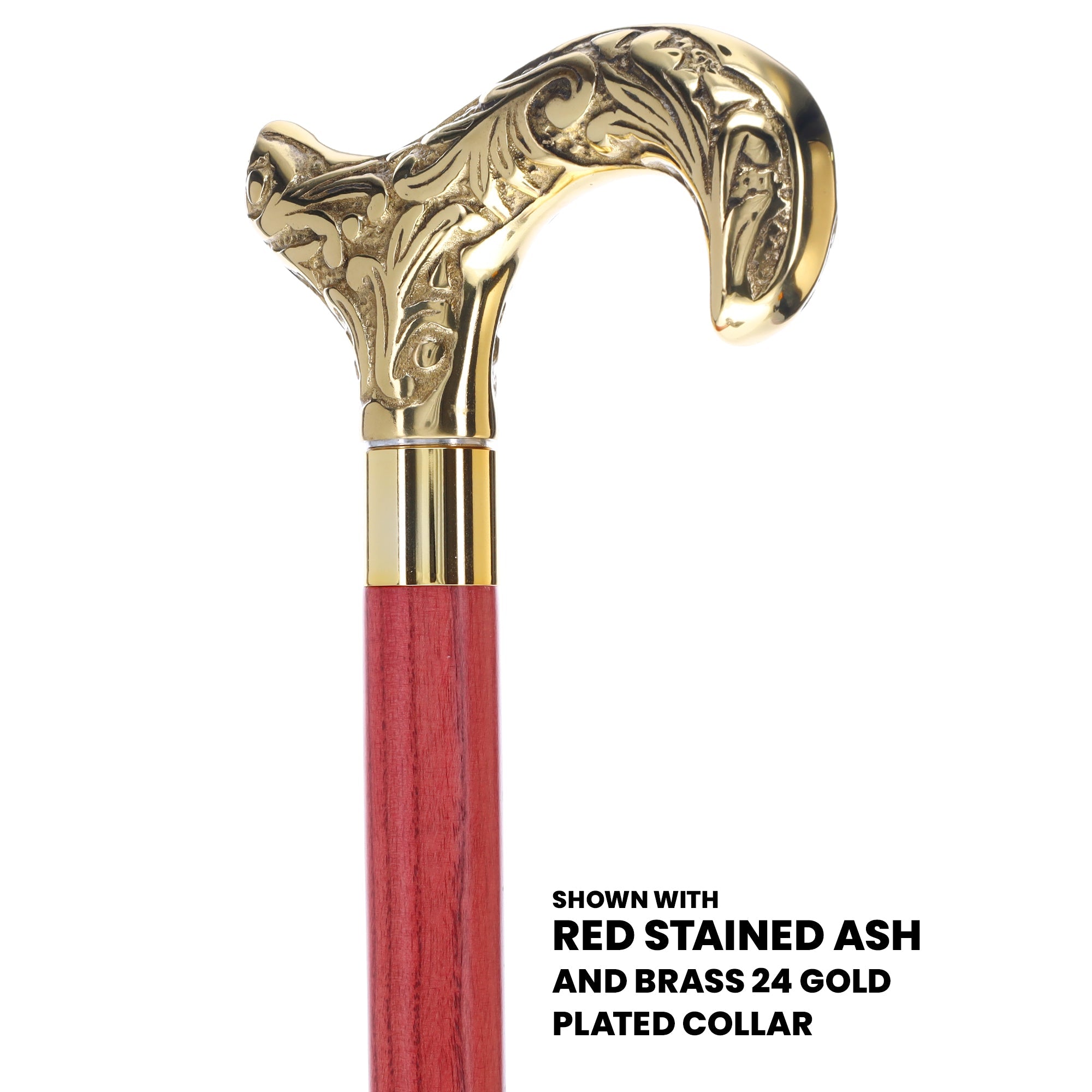 Scratch and Dent Brass Derby Handle Walking Cane w/ Blue Ash Shaft & Brass Gold Collar V2139 Free Shipping Online