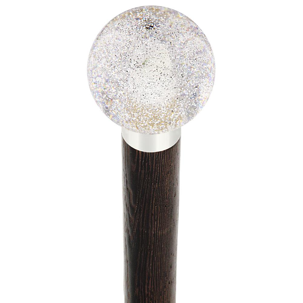 Sparkling Clear Round Knob Cane w/ Custom Wood Shaft & Collar Free Shipping Manchester