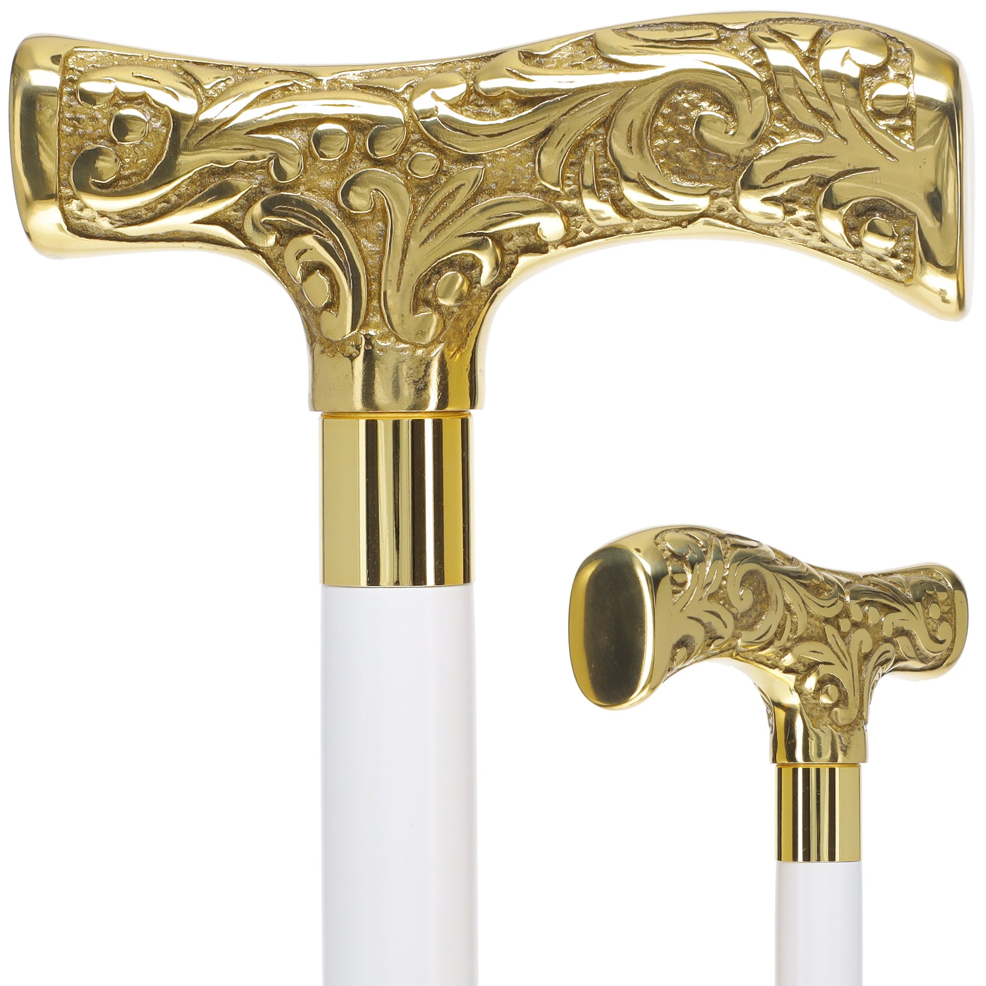 Scratch and Dent Brass T Shaped Handle Walking Cane w/ Wenge Shaft and Brass Gold Collar V3205 High Quality Cheap Pice