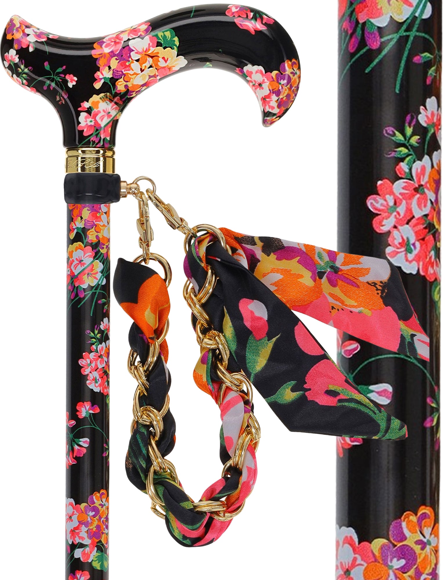 Midnight Floral Designer Cane: Luxury Silk Scarf Option Free Shipping Fake