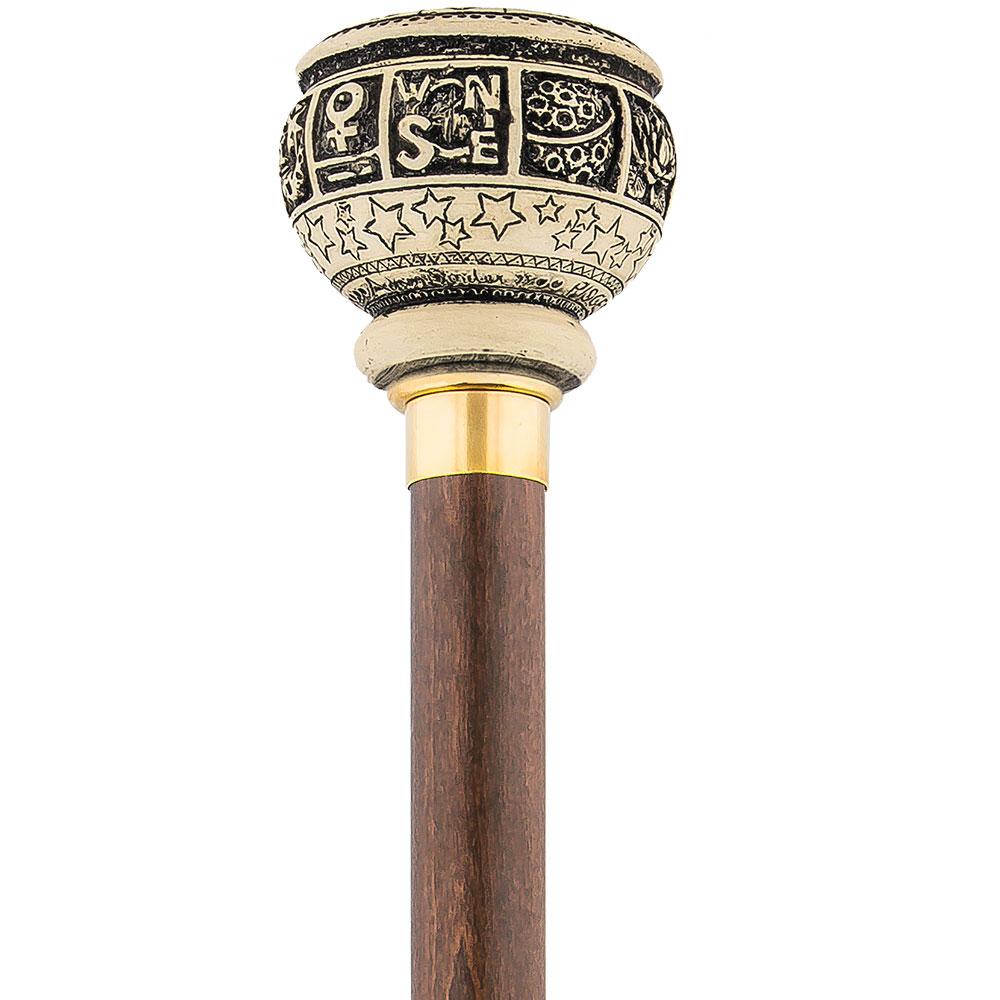 Scratch and Dent Astrological Pisces Knob Cane w/ Brown Beechwood Shaft and Brass Collar V2406 Clearance Factory Outlet