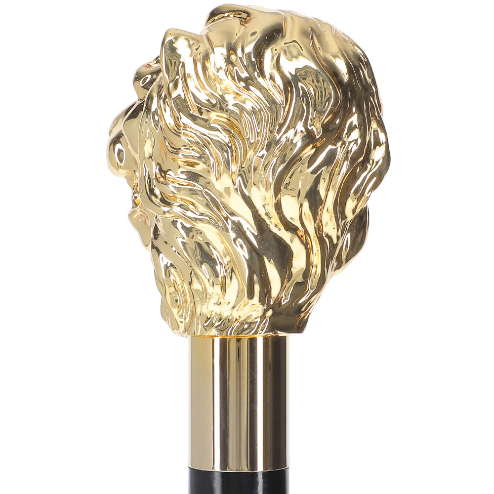 Italian Luxury: 24K Gold Lion Head Walking Stick - Exclusive Sale Low Shipping Fee