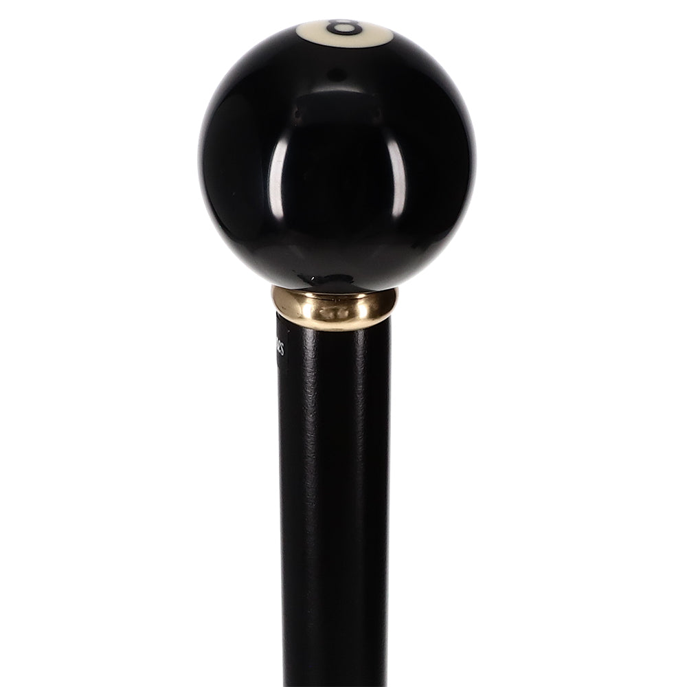 Genuine 8-Ball Handle Walking Stick: Black Beechwood & Brass Clearance Classic