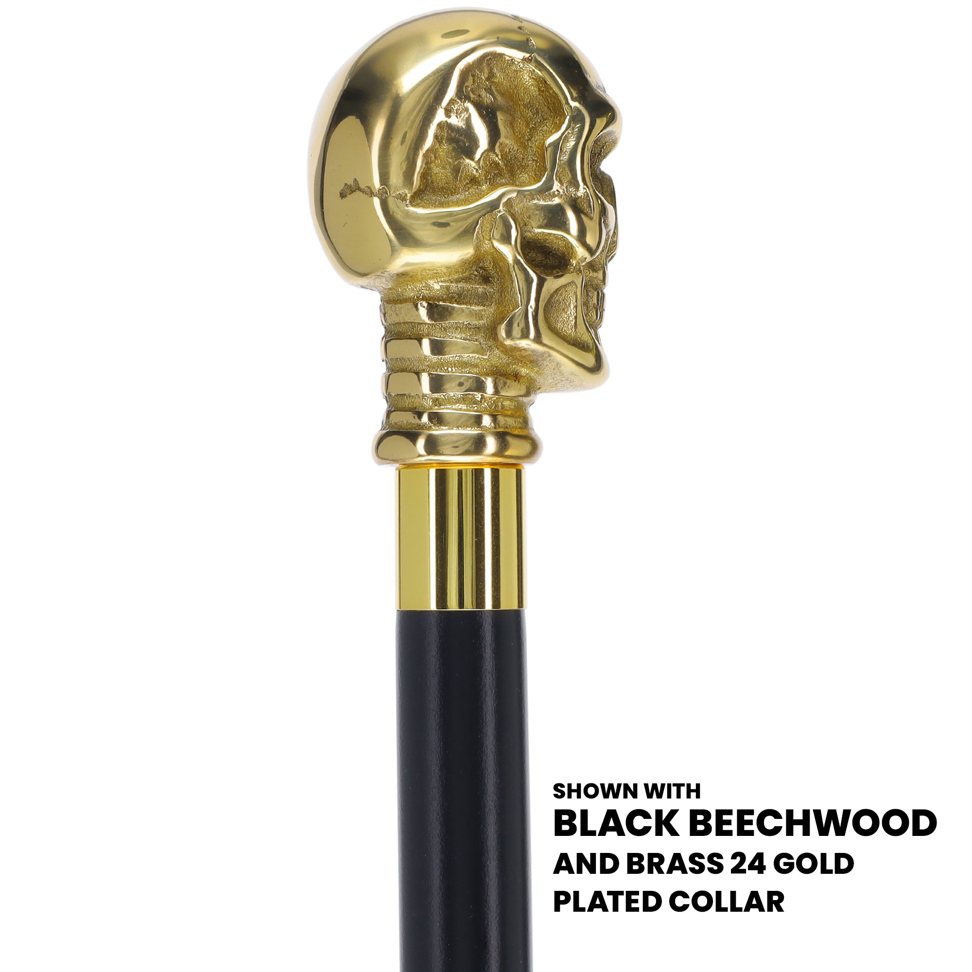 Premium Brass Skull Handle Walking Cane: Custom Shaft & Collar Sale Geniue Stockist