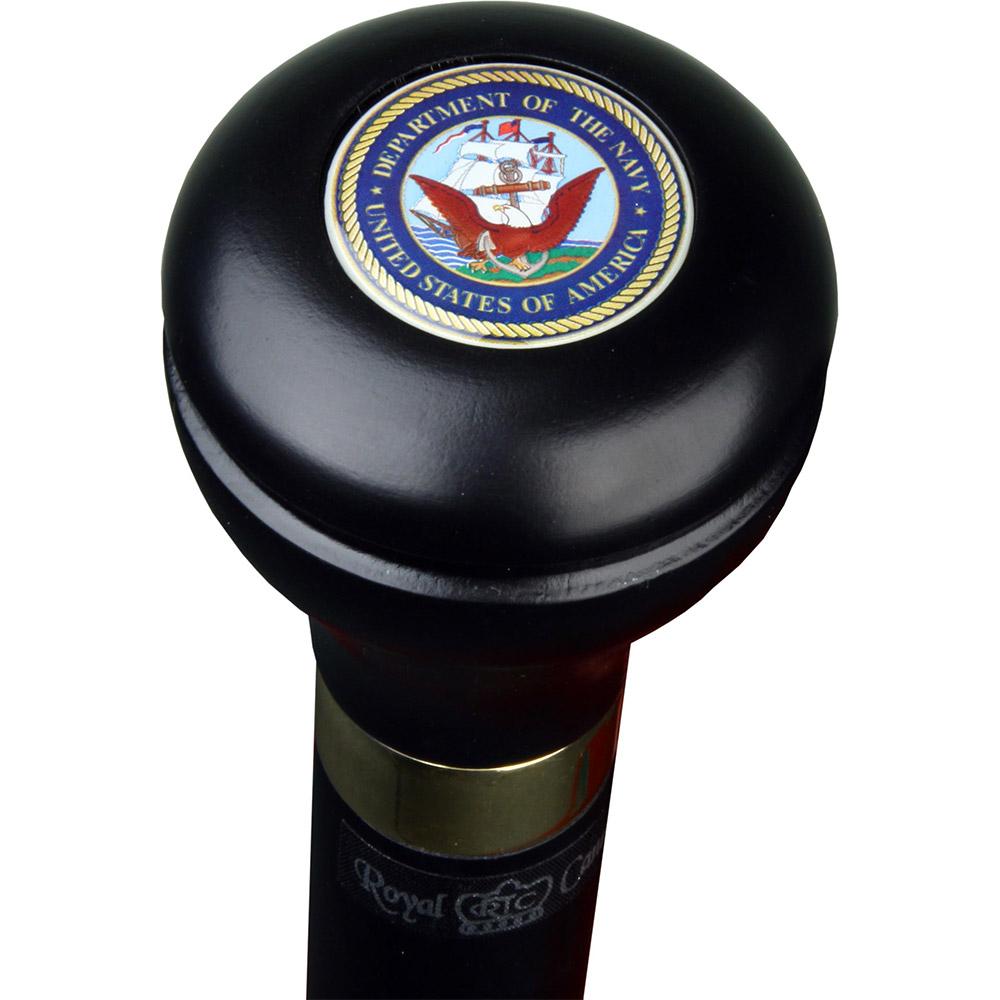 Navy Emblem Flask Walking Stick: Wood Shaft Hidden Flask Online Online Cheap Pice