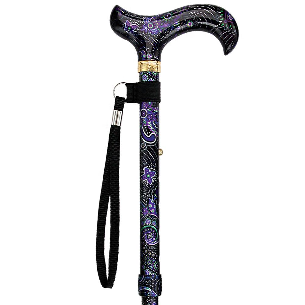 Purple Majesty Designer Folding Cane w/ SafeTbase- Adjustable Sast For Sale