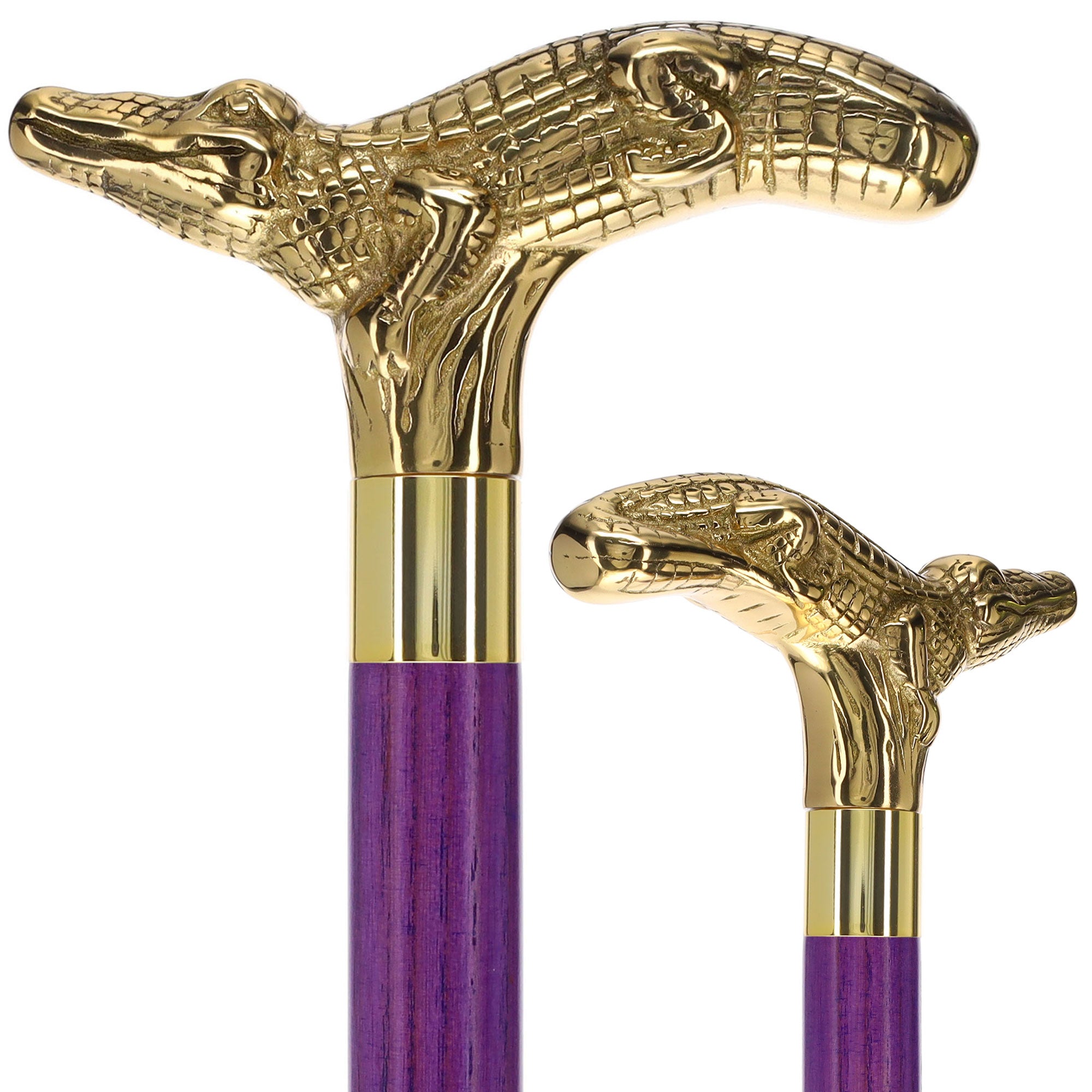 Premium Brass Alligator Handle Cane: Stained Custom Color Shaft Ebay