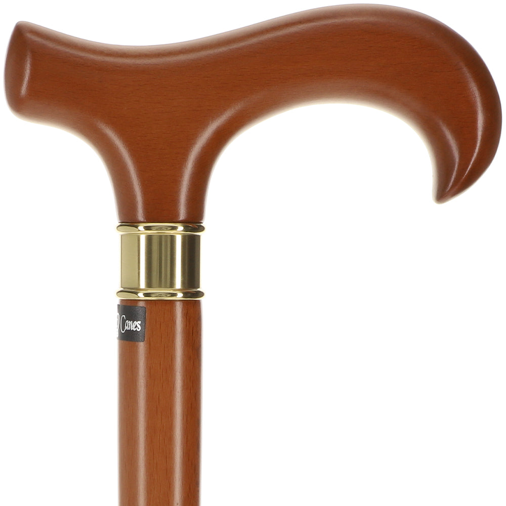 Scratch and Dent Extra Long, Super Strong Brown Derby Walking Cane With Beechwood Shaft and Brass Collar V2316 Cheap Perfect