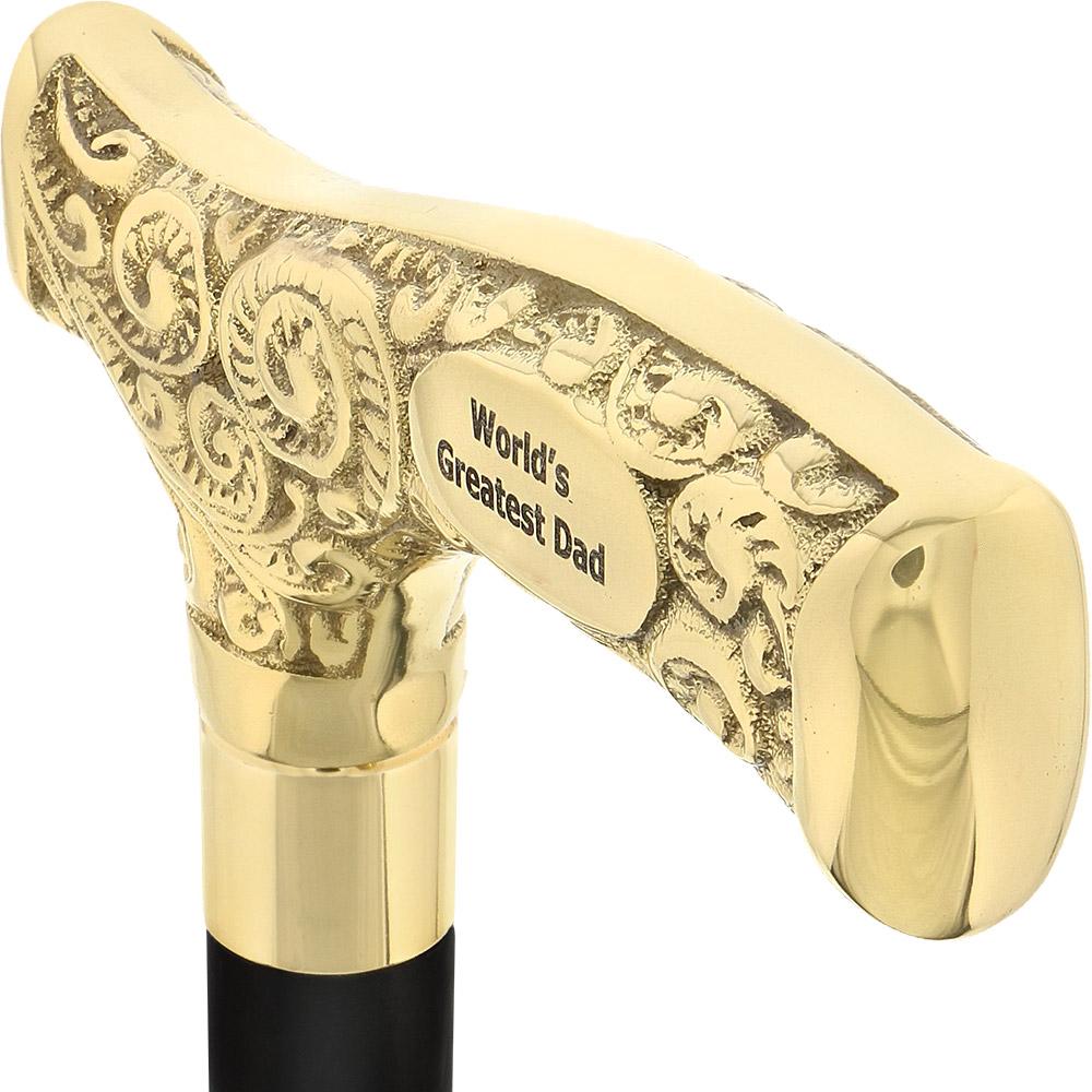 Father's Day Engraved Premium Brass Fritz Handle Walking Cane Discount Footaction